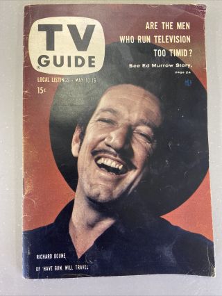 Vintage Tv Guide May 10 1958 Richard Boone Of " Have Gun,  Will Travel " On Cover