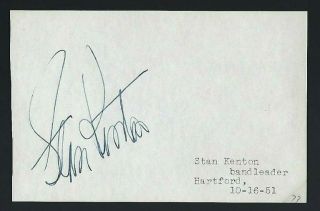 Stan Kenton Signed Vintage Album Page Jazz Bandleader,  Pianist & Composer
