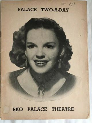 Judy Garland - Rare 1951 Rko Palace Theatre Playbill - Two - A - Day " Comeback " Shows