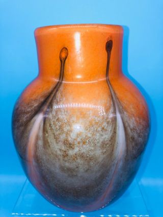 Stunning Monart Art Glass Vase White Interior Early Production