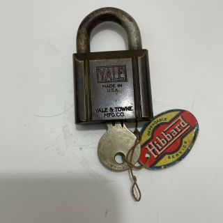 Vintage Brass Yale & Towne Pin Tumbler Lock Padlock With Key Very Rare