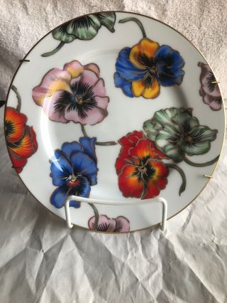 Fitz And Floyd Pansies Plate With Plate Wall Wire Hanger