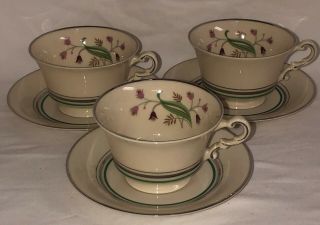 3 Syracuse China Old Ivory Coralbel Flowers Cups & Saucers