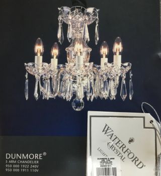 Vintage Waterford Crystal Dunmore 5 Arm Chandelier Never Removed Fr Box