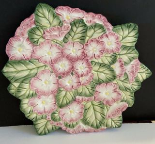 Fitz and Floyd spring filling floral plate Pink and Green 91/2x4 2