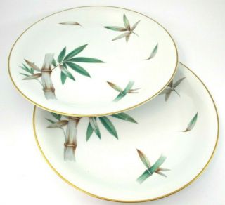 Noritake China Canton 5027 Dinner Plate Set Of 2 Bamboo And Gold Trim
