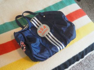 Vtg 90s Adidas Usa Navy Blue Small Sports Duffle Gym Bag Straps Euc