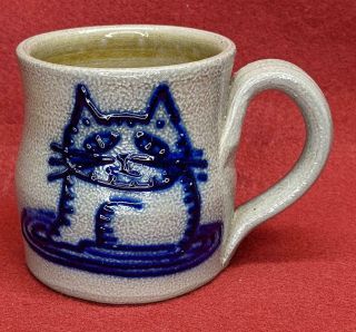 Beaumont Pottery 1988 Cute Cat Salt Glazed Stoneware Mug