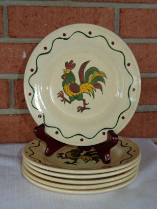 Metlox Poppy Trail Green Rooster Provincial 6 Bread Plate Plates (a)