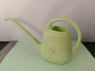 Small Vintage Retro Pale Green Watering Can Hard Durable Plastic Made In Usa