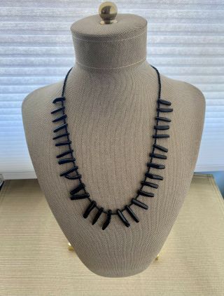 Vintage Black Coral Branch Seed Bead Necklace