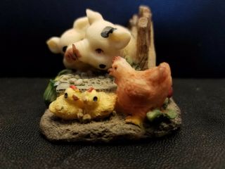 Pig Hen and Chick Apple Figurine 3.  5 