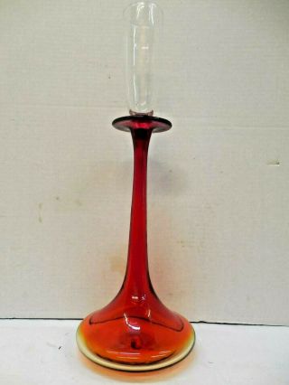 Vtg Blenko Amberina Ruby Red Shot Glass 11” Decanter Wayne Husted 6027 Mcm 16.  5 "