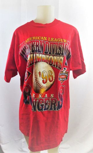 Texas Rangers Mens Vintage American League Western Division Champions 1996 - Large