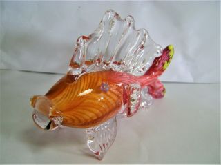 Mark Eckstrand Handblown Glass Orange,  Pink Tropical Fish Signed 2006