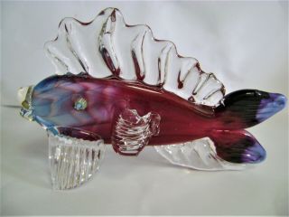 Mark Eckstrand Handblown Glass Red & Blue Tropical Fish Signed 2005/06