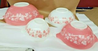 Vintage 4 Nested Pyrex Pink Gooseberry Cinderella Mixing Bowls