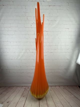 Vintage Swung Floor Vase Orange Bittersweet L.  E.  Smith Mcm 42 " Inches