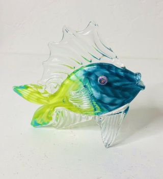 Signed Mark Eckstrand 2002 Hand Blown Studio Art Glass Fish Eclectic Tropical