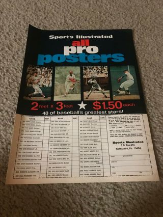 Vintage 1970 Sports Illustrated Posters Print Ad Willie Mays Bob Gibson Seaver
