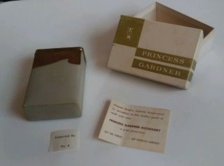 Vintage Princess Gardner Cigarette Case W/box Beige Leather W/ Brown Suede