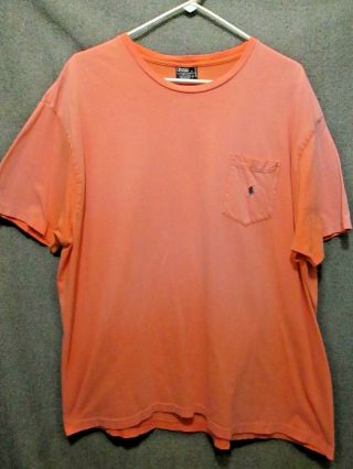 Vtg Ralph Lauren Polo Pocket S/s Peach T - Shirt Men 