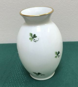 Augarten Wien Austria Vienna Porcelain Mini Vase 6490 White W Shamrocks 3 In
