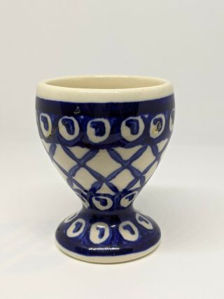 Vintage Blue And White Porcelain Egg Cup 2.  5 "