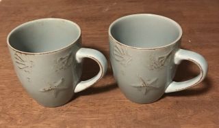 Thompson Pottery Blue Cape Cod Stoneware Coffee Mug Set Of 2
