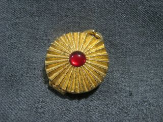 Vintage Red Cab Goldtone Flower Purse Shaped Houbigant Solid Perfume Almost Full