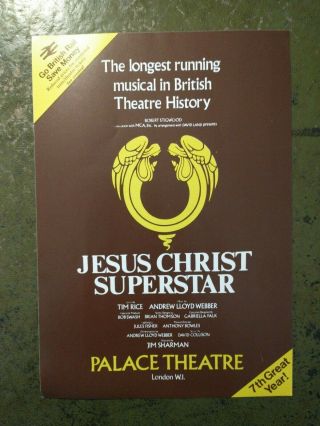 Vintage Jesus Christ Superstar Musical Handbill Flyer - Palace Theatre,  London