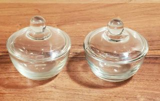 Vintage Set Of 2 Small Anchor Hocking Clear Glass Dish With Lid