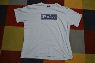Vintage Polo Ralph Lauren Spellout Light Blue T Shirt Mens 90s Crew Neck Xl Usa