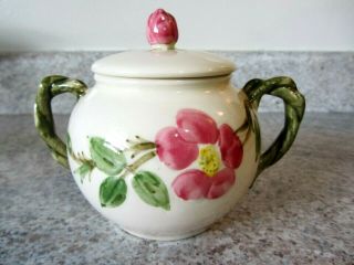 Franciscan Ware Desert Rose Sugar With Lid,  Hand Painted,  Tiny Issue