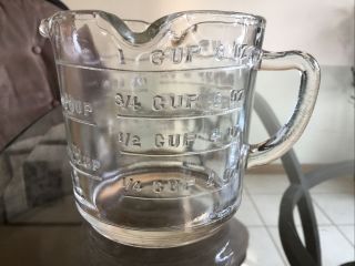 Federal Glass 3 Spout Measuring Cup Vintage Clear Glass With Embossed Markers Ex