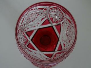 VINTAGE WINE GLASS CRYSTAL VAL SAINT LAMBERT RED CRANBERRY 8,  66 