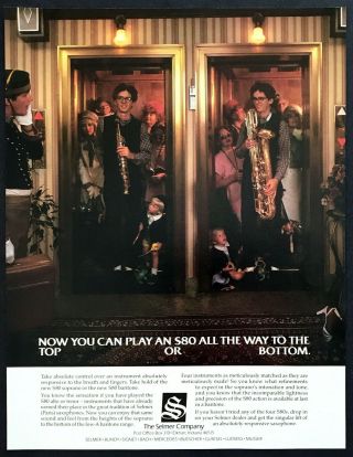 1983 Selmer S80 Soprano & Baritone Saxophone Photo Take Control Vintage Print Ad