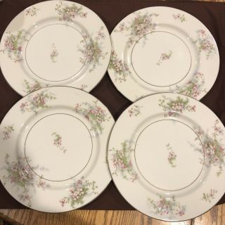 Set Of 4 - Theodore Haviland York Apple Blossom China Dinner Plates 10”