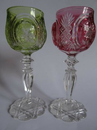 Two Vintage Roemer Wine Glasses Crystal Val Saint Lambert Design Joseph Simon