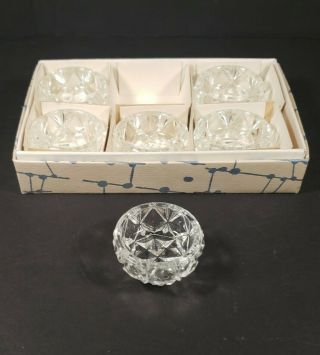 Vintage Salts Dishes 1.  5 " Glass Czechoslovakia Set Of 6 Box