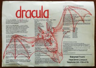 Dracula,  Everyman Theatre Programme Liverpool,  Cut - Out Vampire Card C.  1960’s