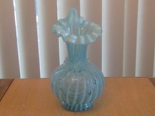 Very Rare Northwood Glass Blue Opalescent Pan American 1901 Worlds Fair Vase Ex