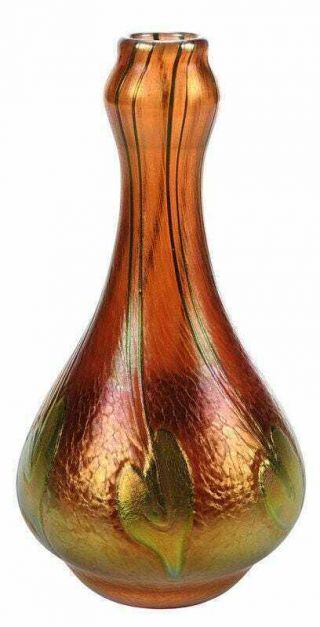 Charles Lotton Iridescent Art Glass Vase Signed & Dated