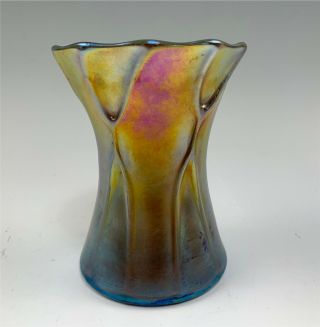 Vintage Signed L.  C.  T.  Tiffany Gold Favrile 5 - 1/4 " Vase W/ Rich Iridescent Color