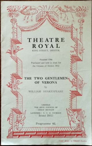 The Two Gentlemen Of Verona By Shakespeare,  Bristol Old Vic Company Programme 52