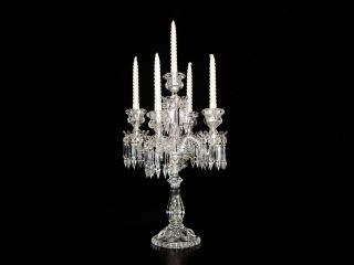 Magnificent Signed Five Light Baccarat Crystal Candelabra/candle Holder.  22 1/2 H