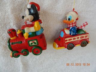 Vintage Walt Disney Productions,  Mickey Mouse & Donald Duck Christmas Ornaments.
