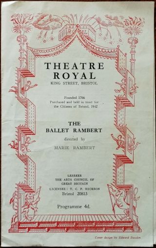 The Ballet Rambert,  Marie Rambert,  Theatre Royal Bristol Programme 1952