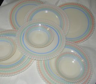 Vintage Macbeth Evans Petalware Cremax Ivrene Glass Plates & Bowls 12pc Set