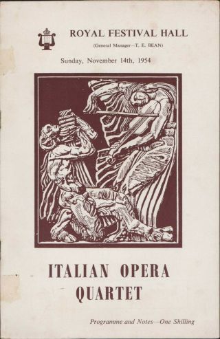 Italian Opera Quartet,  R.  Festival Hall London 1954 Zanolli,  Borgonovo Jx2207